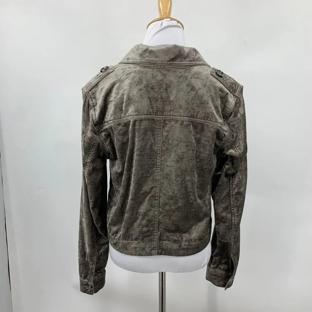 Cabi Jacket Womens S Small Metallic Ivy Sunday Topper Notch Velvet Button Pocket